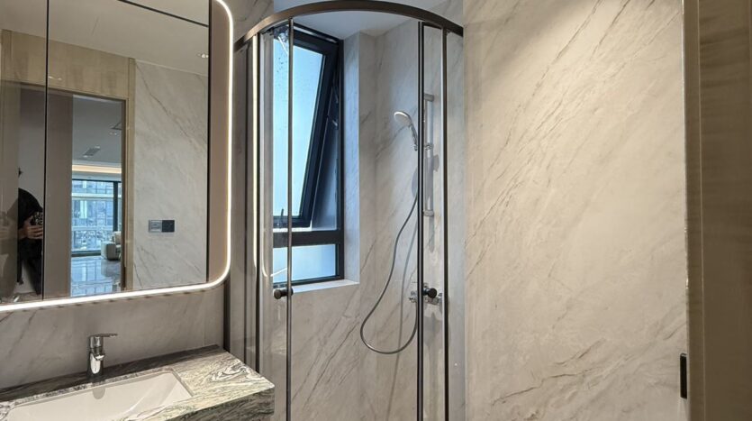 Master bathroom with modern fixtures, Poly Riverside Tianjun Xuhui 2