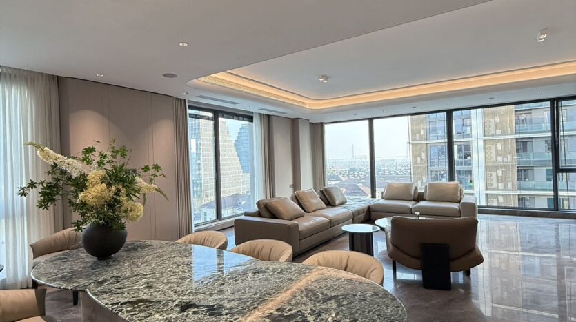 Living room with 270-degree panoramic windows, Poly Riverside Tianjun Xuhui 3